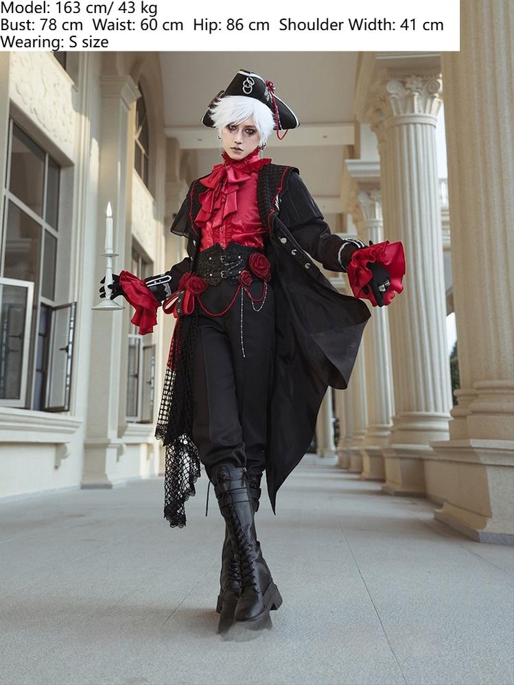 Forest Fluorescent Carps - Rose Countess - Ouji Lolita Pants Suit Prince Coat Elegant Shirt Trailing