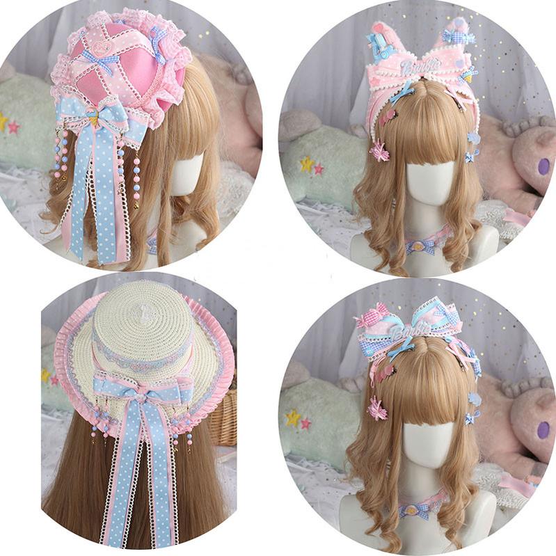 Manmeng - Pink and Blue Sweet Lolita Bow Headwear