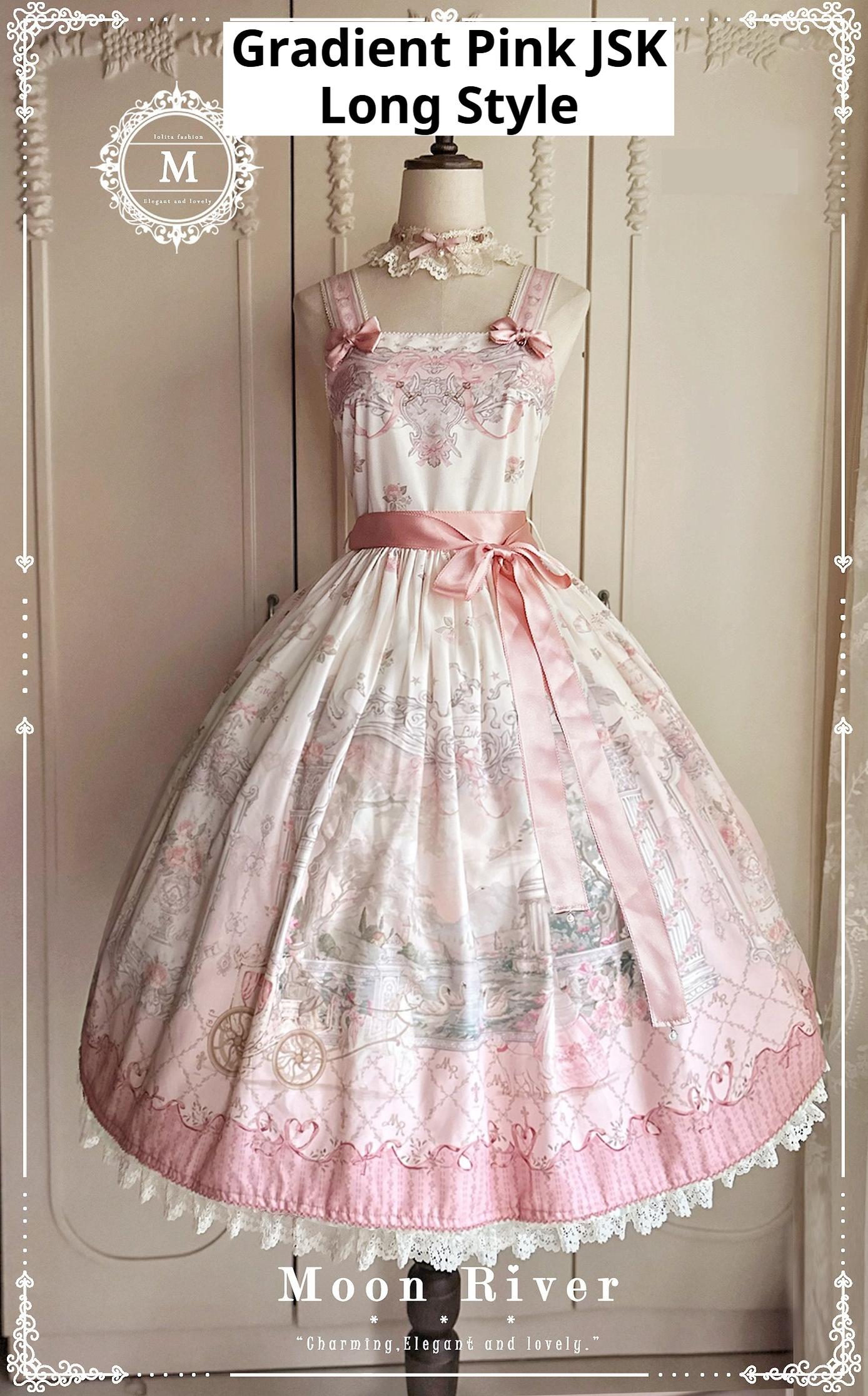 Moon River - Swan Lake Mirror - Pink Sweet Lolita Print JSK Dress