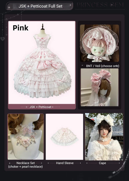 Mengfuzi - Gem Princess - Wedding Sweet Lolita JSK Dress Suit, Side Zipper