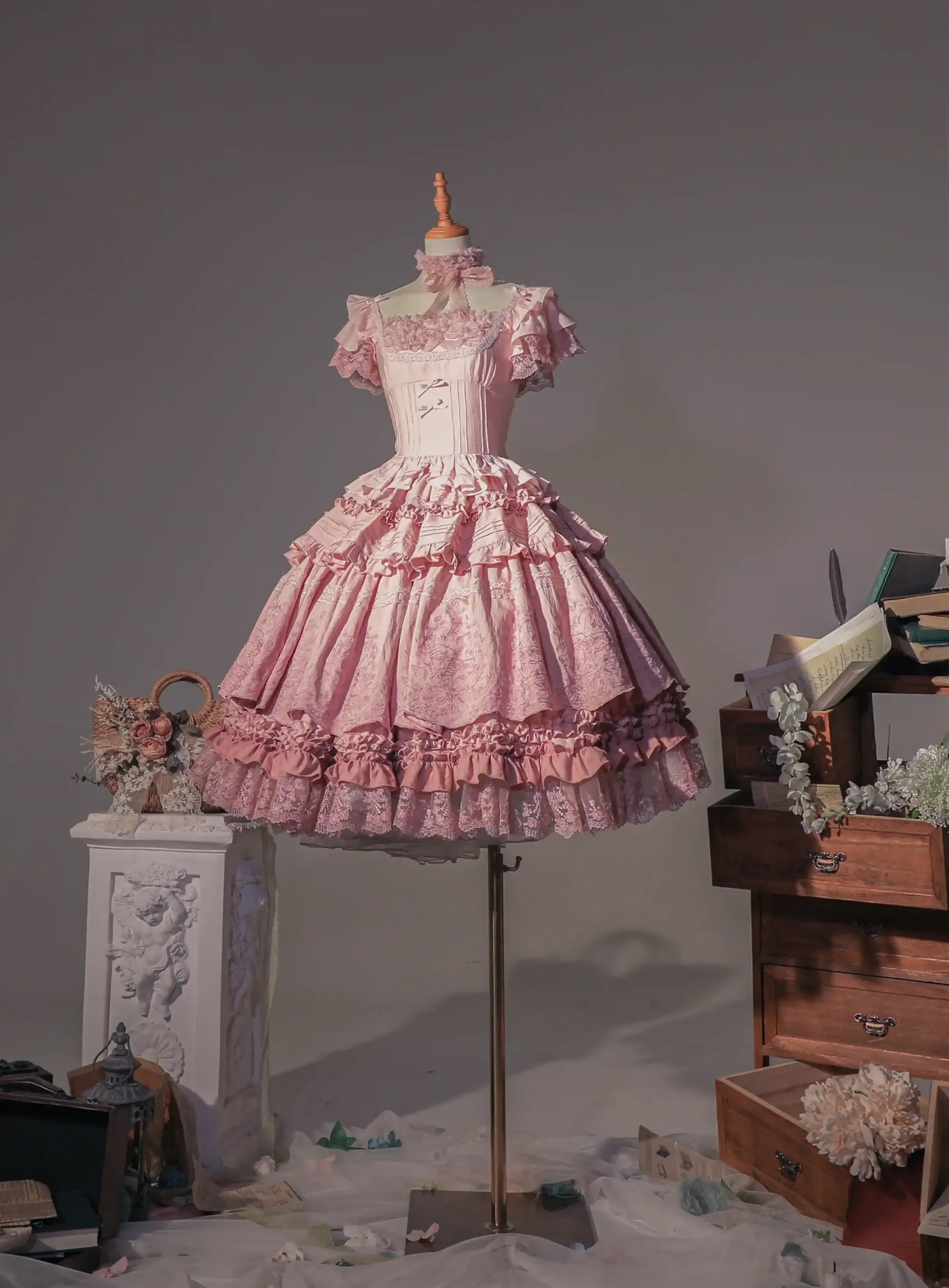 ZJstory - 14-line Poem Set - Classic Lolita Separate Dress Set Tiered Ruffles Skirt