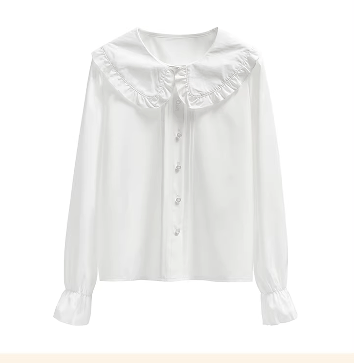Niu Niu - Plus Size Lolita Shirt Long Sleeve Doll Collar Blouse