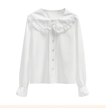 Niu Niu - Plus Size Lolita Shirt Long Sleeve Doll Collar Blouse