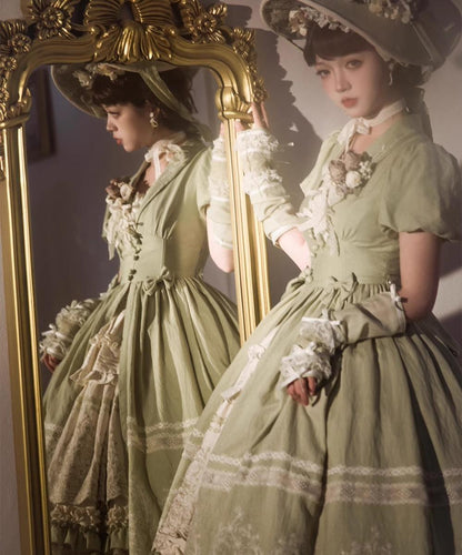 ZJstory - 14-line Poem Set - Classic Lolita Separate Dress Set Tiered Ruffles Skirt