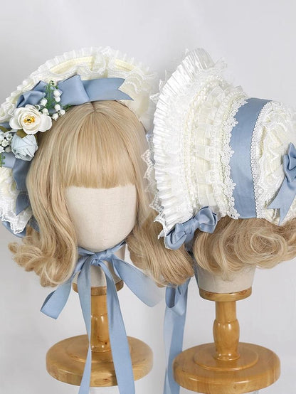 Xiaogui - Elegent Lolita Bonnet Bows Straw Hat