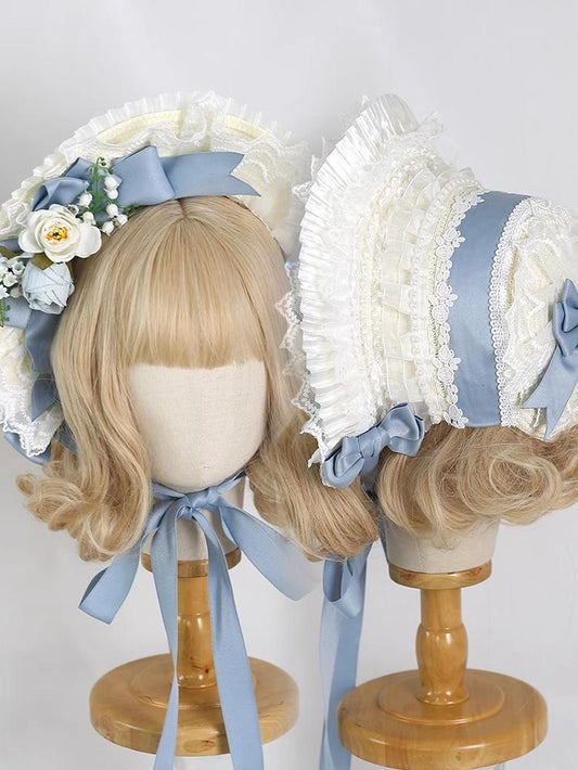 Xiaogui - Elegent Lolita Bonnet Bows Straw Hat