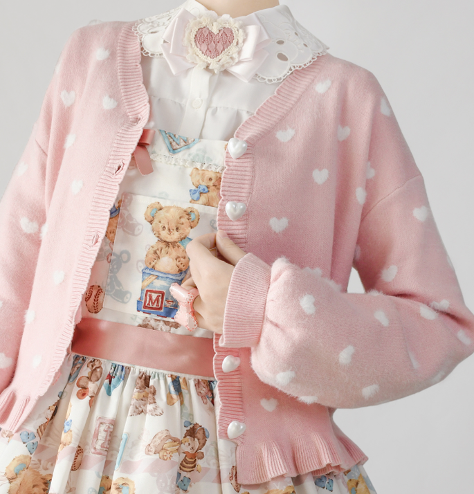 MIST - Little Heart - Sweet Lolita Thick Cardigan Sweater Coat