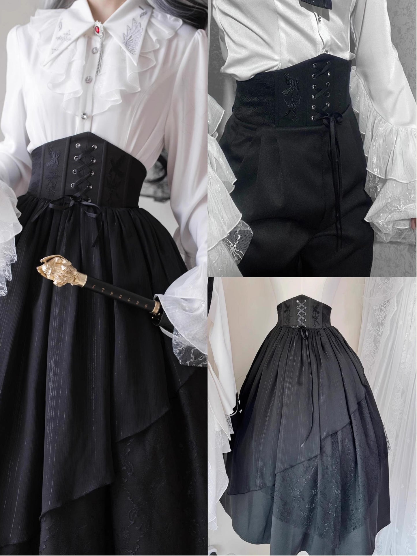 Silent Mars - Raven Crown - Gothic Lolita Suit Shirt Military Coat Skirt and Pants