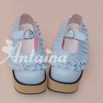 Antaina - Sweet Lolita Platform Shoes Lotus Leaf Edge Multicolor