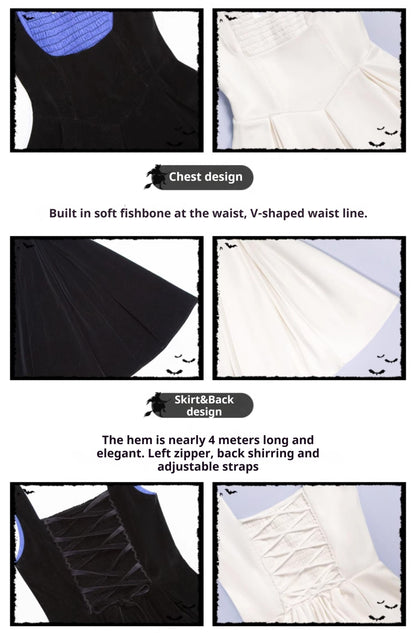 With PUJI - Enigmatic Night Poem - Halloween Gothic Lolita Fishbone Bustier Dress Embroidered Coat