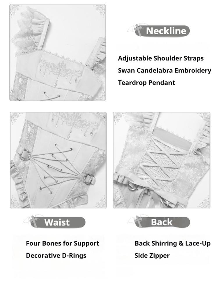 With PUJI - Letter and Poetry ﾂｷ Humanoid Robot - Silver Gothic Lolita Mermaid Skirt Set