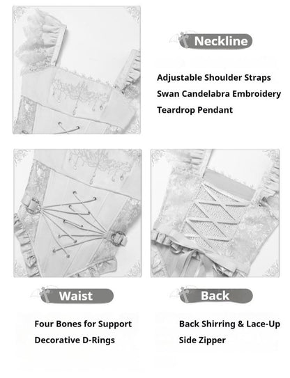 With PUJI - Letter and Poetry ﾂｷ Humanoid Robot - Silver Gothic Lolita Mermaid Skirt Set