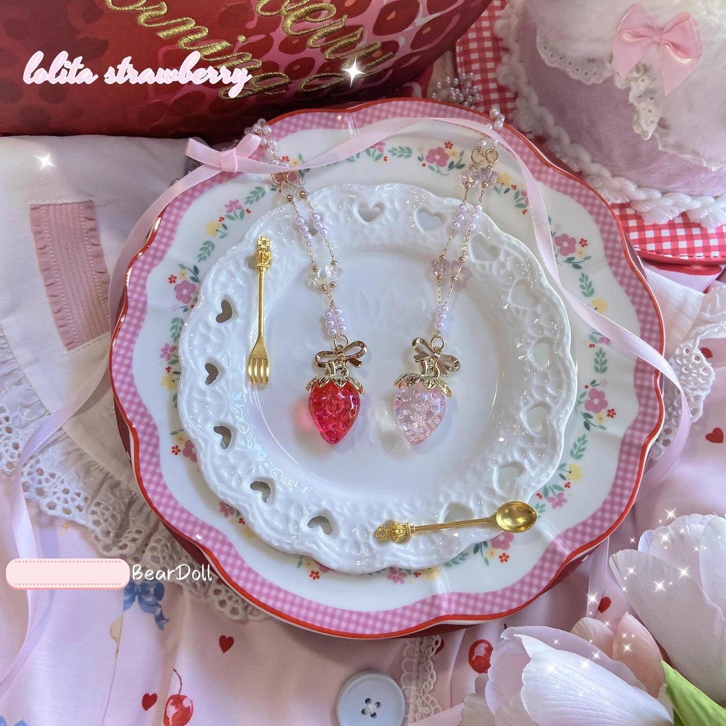 Bear Doll - Sweet Lolita Necklace Strawberry Charlotte Necklace