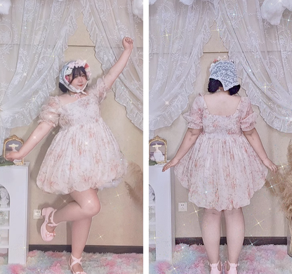 Rouroudream - Selkie - Plus Size Sweet Lolita OP Trailing Floral Princess Gown Dress