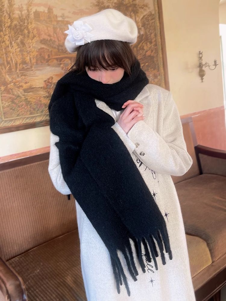 Warm Wide Long Tassel Scarf【s0000004907】