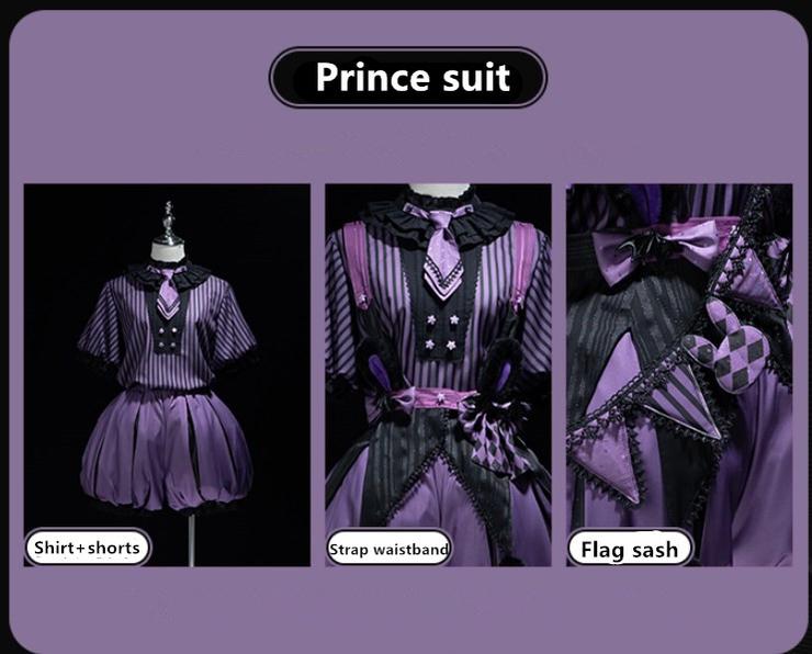 Forest Fluorescent Carps - Ouji Lolita OP Dress Circus Lolita Strip Prince Suit