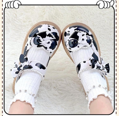 Lixing Luo - Cute Milkmaid Round Toe Multicolor Lolita Shoes