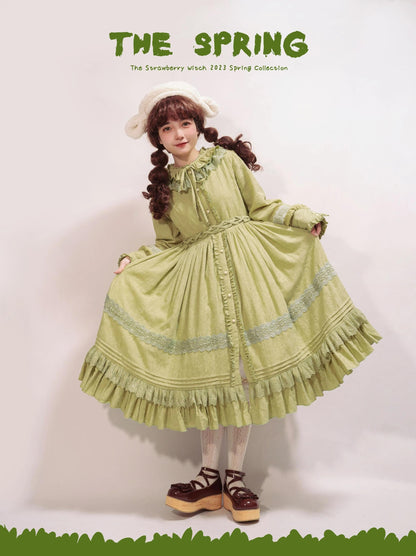 Strawberry Witch - The Spring - Cotton Lolita OP Dress with Long Sleeve