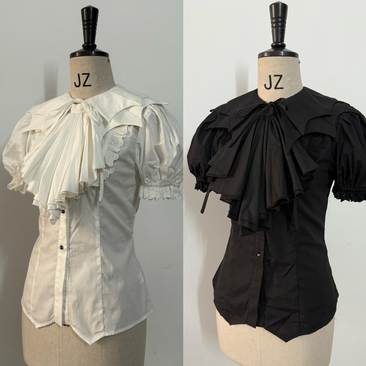 Gazing Galactic - Dusk Melody - Gothic Lolita Bat Shaped Collar Shirt, Detachable Jabot