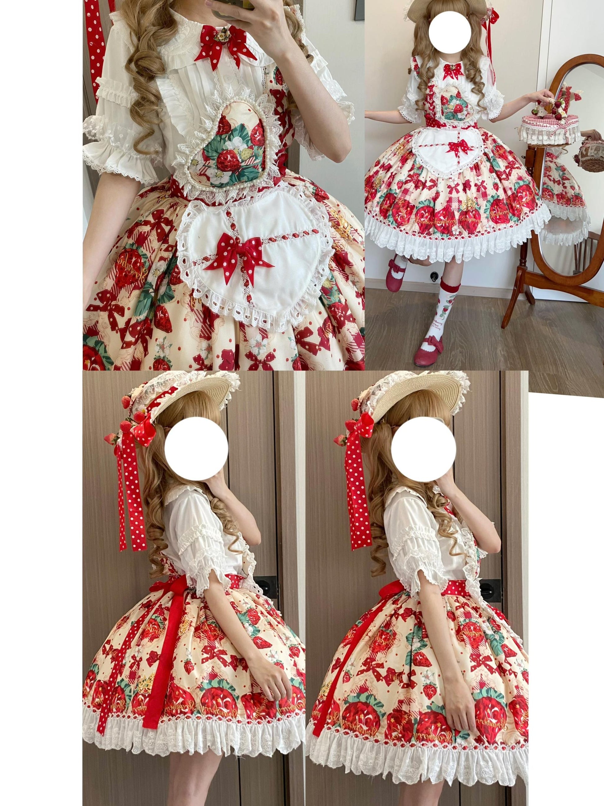 Suiyi - Crown Strawberry - Sweet Lolita Salopette Dress Suit, Single Strap