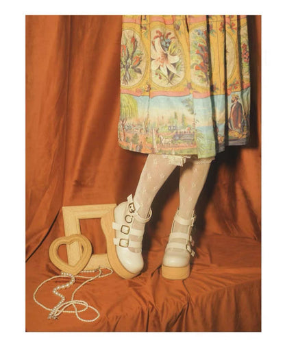 MODO - Retro Lolita Platform Shoes Round Toe Thick Sole