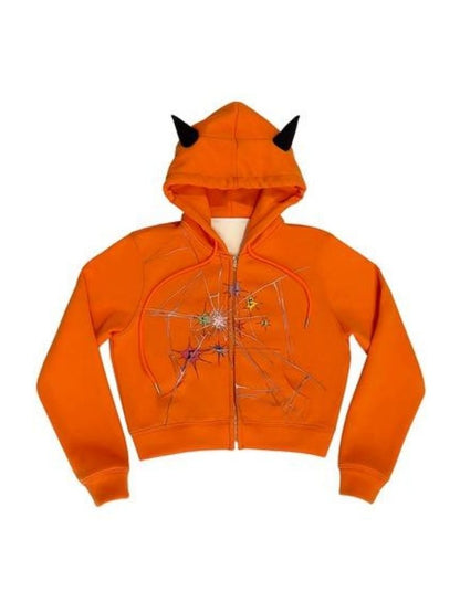 Crackle Print Pointed Short Sweatshirt Jacket【s0000004815】