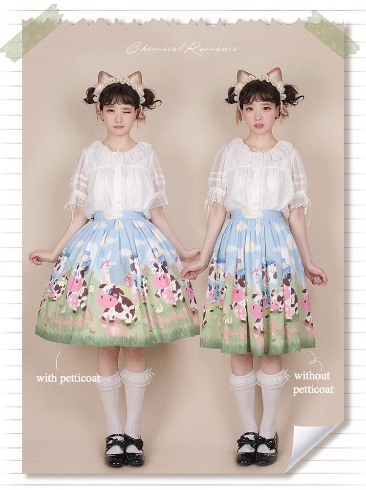 Chemical Romance - Sweetheart Farm - Sweet Lolita SK Cow Print Lolita Dress