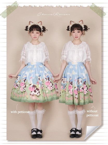 Chemical Romance - Sweetheart Farm - Sweet Lolita SK Cow Print Lolita Dress
