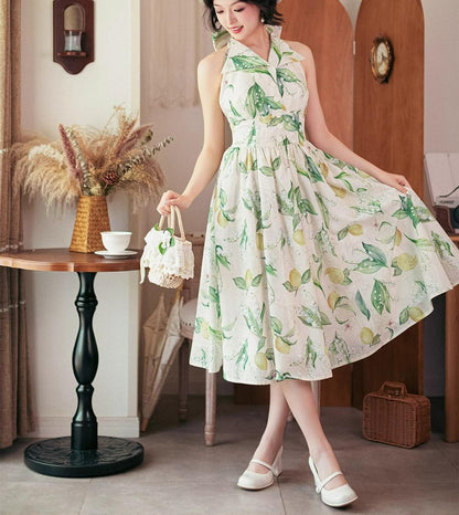 Forest Wardrobe - Afternoon Forest - Vintage Lolita Dress Halter Neck Open Back