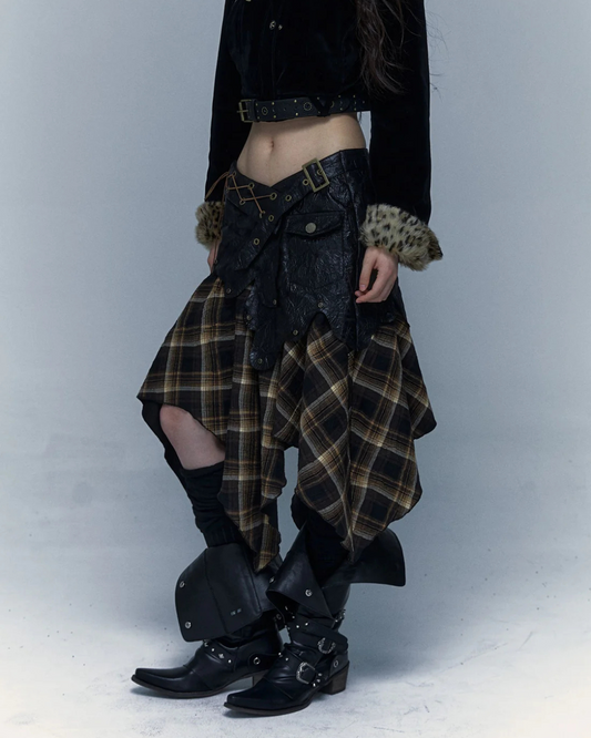 dark punk patchwork skirt