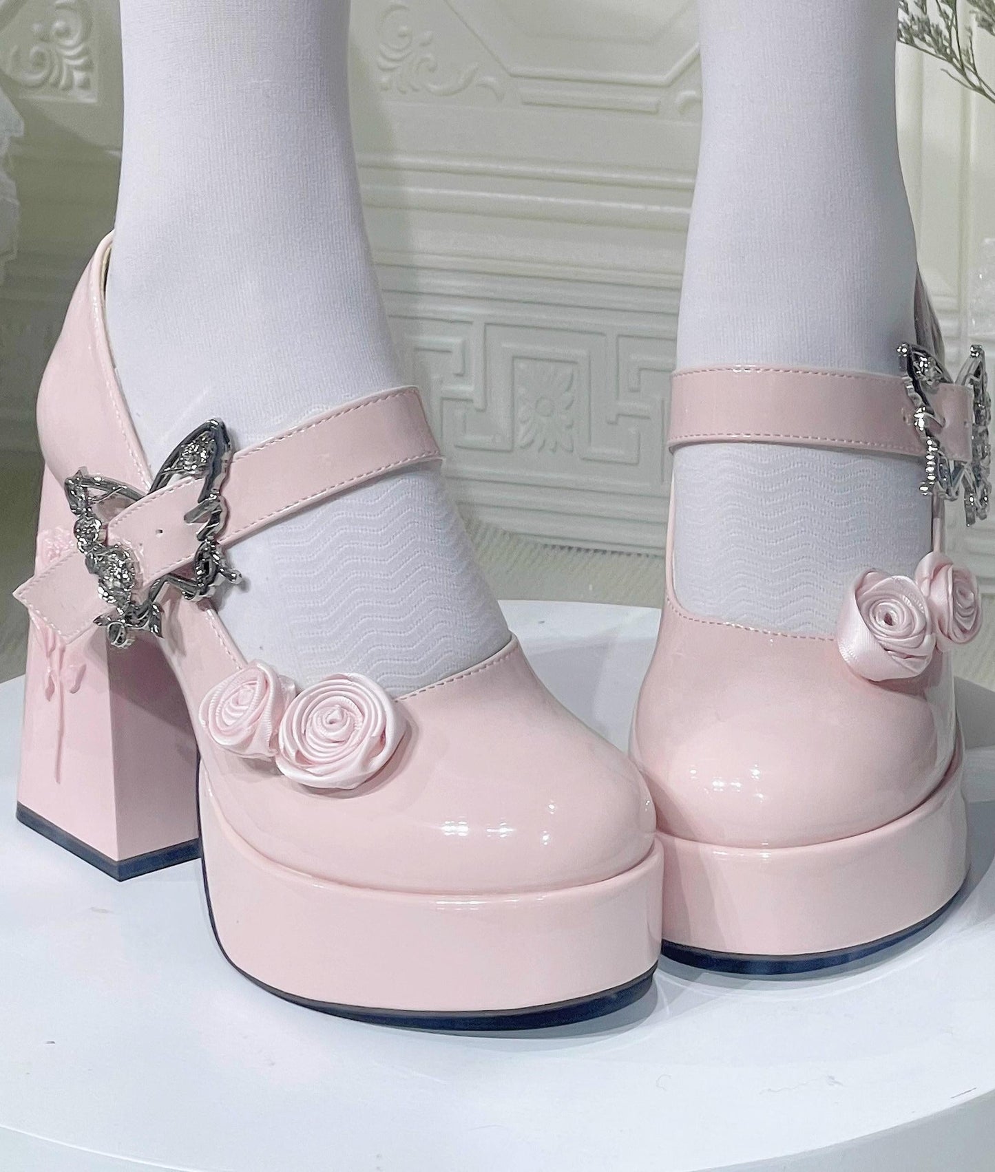 Dreamland - Cyclic Wonders - Elegant Lolita High Platform Shoes with Butterfly and Rose Details