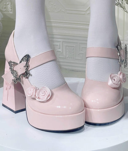 Dreamland - Cyclic Wonders - Elegant Lolita High Platform Shoes with Butterfly and Rose Details