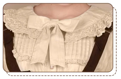 Honey Machine - Vanilla Latte - Retro Lolita Shirt Mutton Sleeve Innerwear