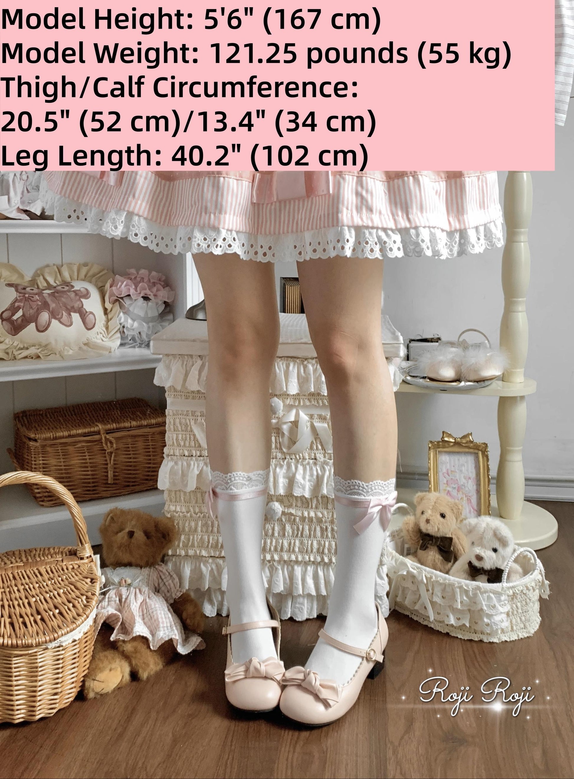 Roji Roji - Sweet Lolita Socks With Lace & Bow Details