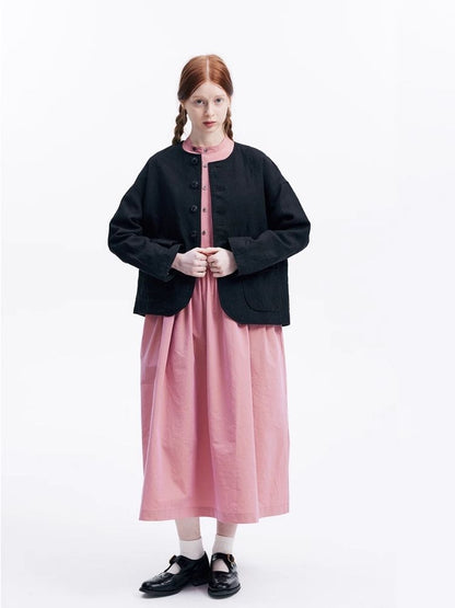 Basic Long Sleeve Literary Dress【s0000007974】