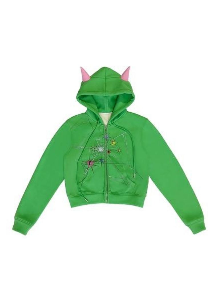 Crackle Print Pointed Short Sweatshirt Jacket【s0000004815】