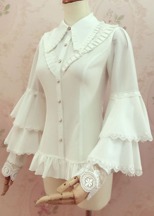Yilia - Elegant Lolita Long Sleeve Slim Fit Blouse