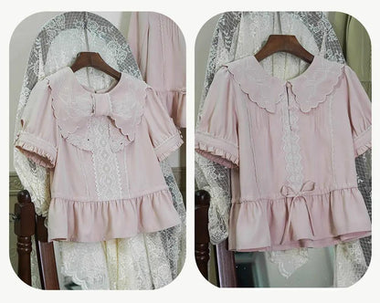 ZeeYe - Night Rose - Classic Lolita Shirt Double Layer Bow Embroidered Versatile Blouse