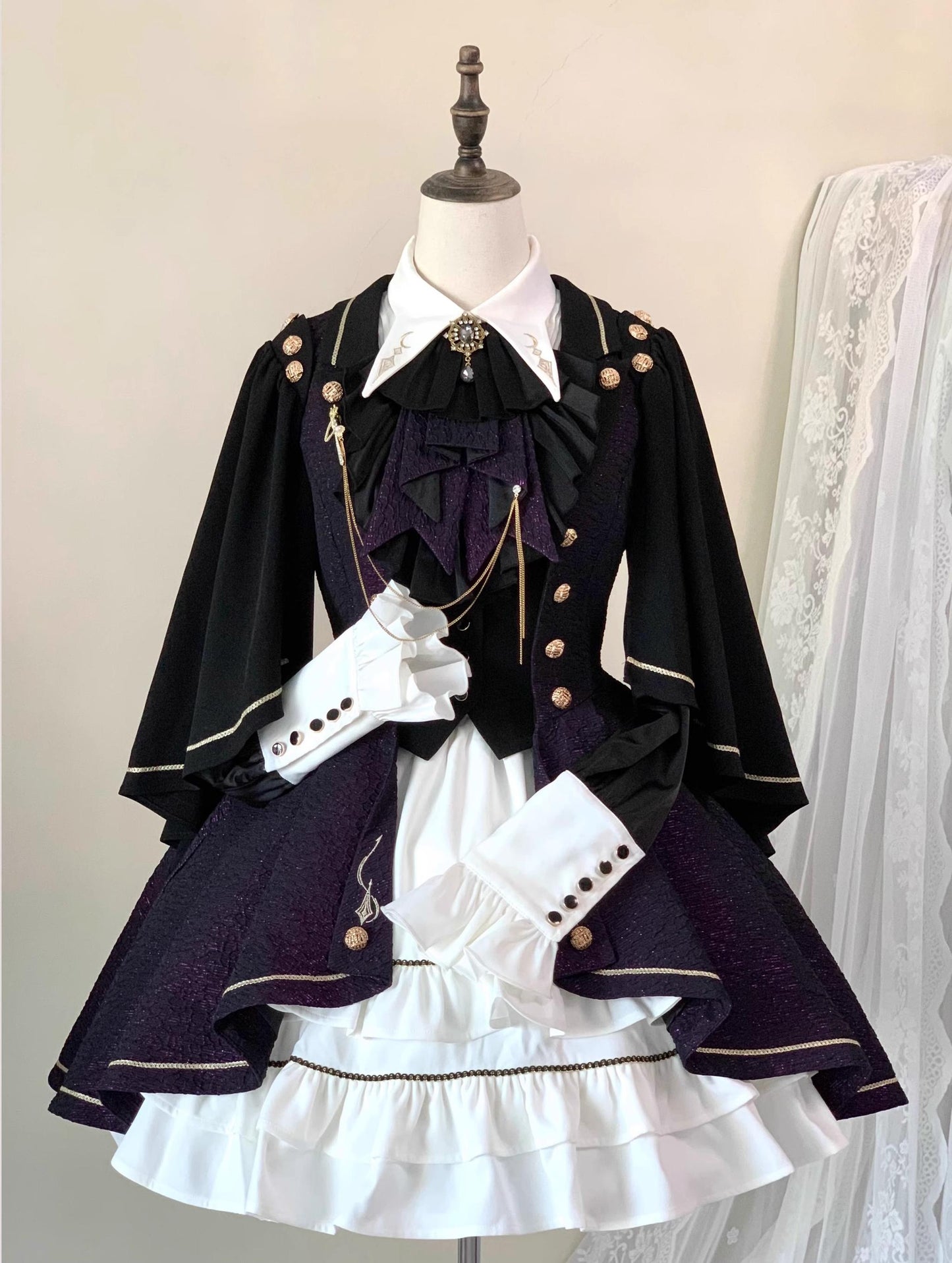 SilentMars - Fallen Moon Rule - Military Lolita Shirt Set Retro Knight Style Blouse