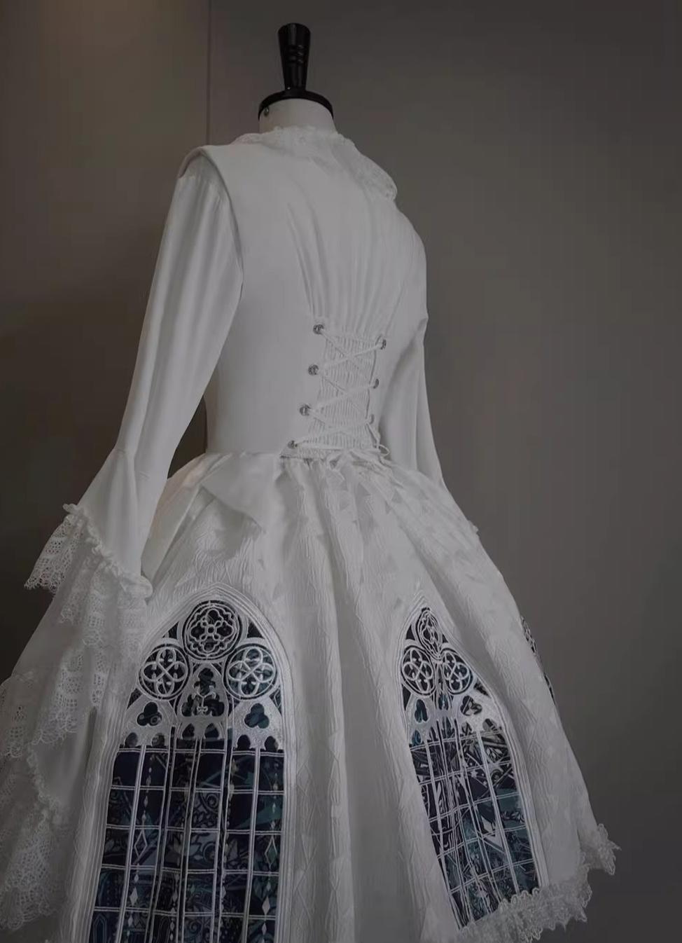 Susin Lolita - Night Traveler - Gothic Lolita Skirt Outfit Long Coat Shirt and Bustier Set