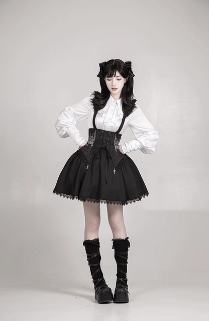With PUJI - Thorny Night - Gothic Lolita Bust-supporting Skirt With Removable&Adjustable Strap
