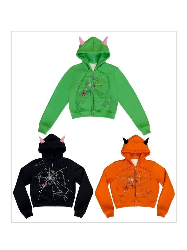 Crackle Print Pointed Short Sweatshirt Jacket【s0000004815】