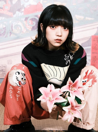 Two-color stitching wide-leg pants【s0000003617】