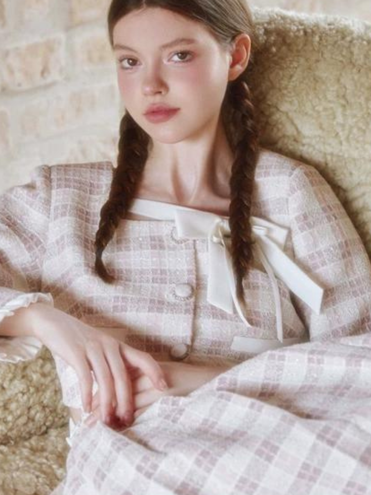 Fragrance Style Plaid Pleated Skirt Suit【s0000003452】