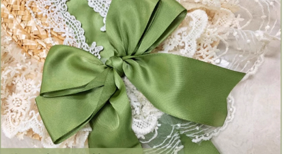 With PUJI - Floral Language - Country Lolita Lace Bow Flat Cap Straw Hat