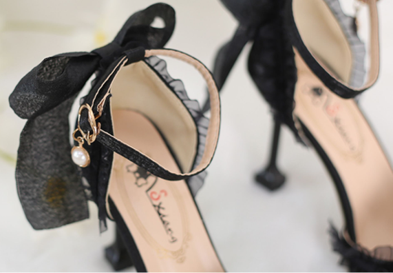 Xiaogui - Elegant Lolita High-Heeled Camellia Bows Shoes