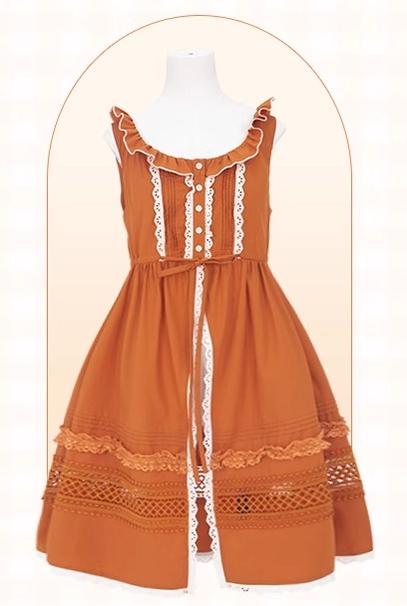 Mademoiselle Pearl - Persimmon - Autumn Persimmon Print Lolita OP JSK SK Dress