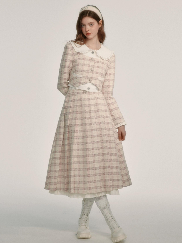 Fragrance Style Plaid Pleated Skirt Suit【s0000003452】