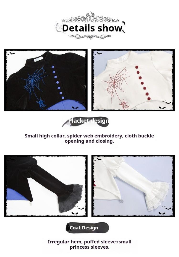 With PUJI - Enigmatic Night Poem - Halloween Gothic Lolita Fishbone Bustier Dress Embroidered Coat