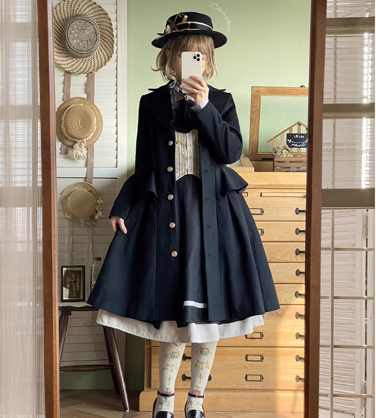Miss Point - Golden Movement - Elegant Lolita Woolen Coat Quilted Overcoat Customized